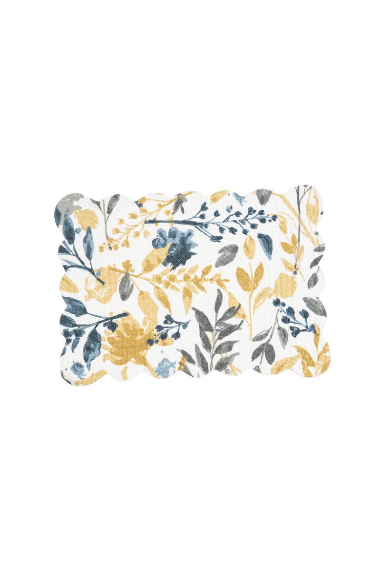 Natural Home Cotton Quilted Rectangular Reversible Placemats Set of 6, 13" x 19", Alternate, color, Yellow