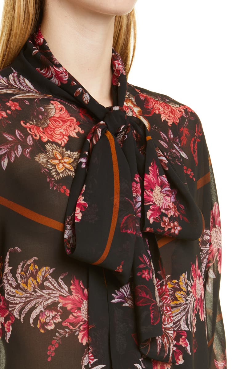 KOBI HALPERIN Michelle Floral Tie Neck Blouse, Alternate, color,