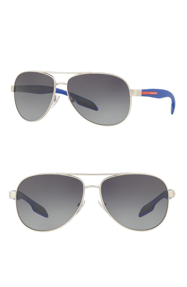 Prada Linea Rossa Benbow Polarized 62mm Pilot Sunglasses, Alternate, color,