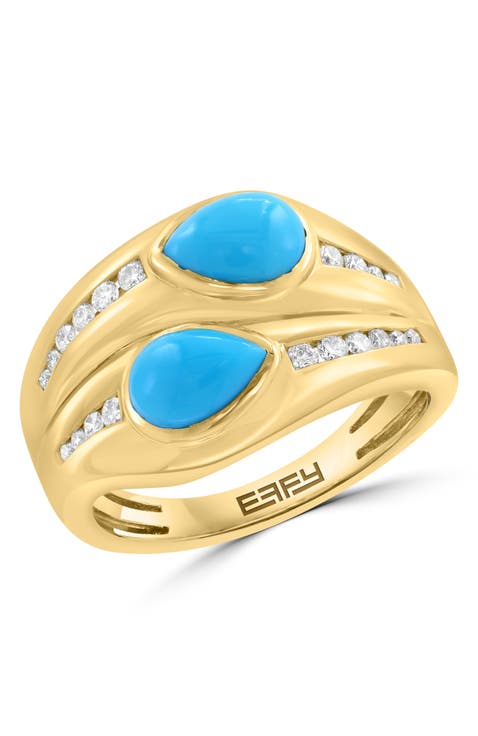 14K Yellow Gold Turquoise Sky Statement Ring