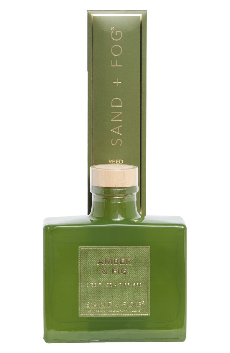 SAND AND FOG Amber & Fig Reed Diffuser, Main, color, Green