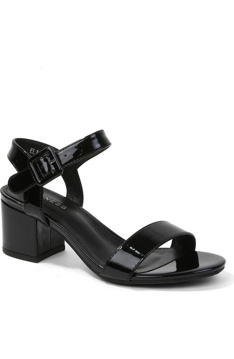 BERNESS Elisha Minimalist Block Heel Sandal, Main, color, Black