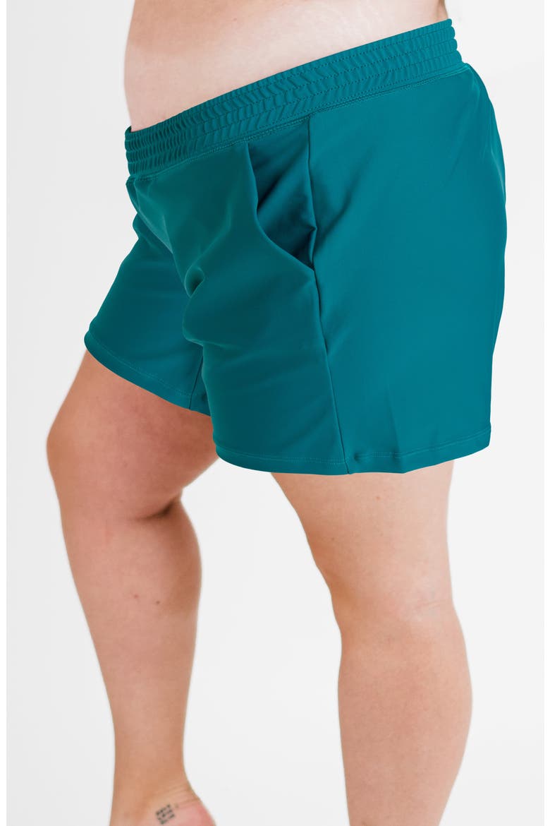 Plus Size Classic Fit Swim Shorts With Panty, Alternate, color, Dark Jade