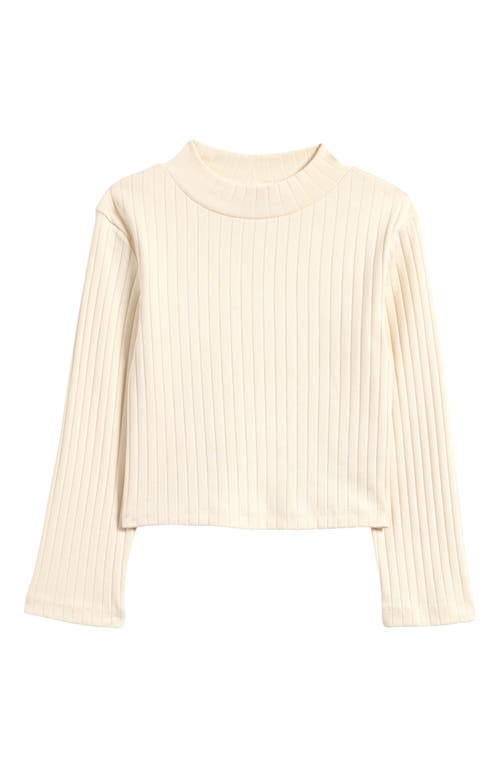 Next Kids' Mock Neck Rib Cotton Crop Top In Grey