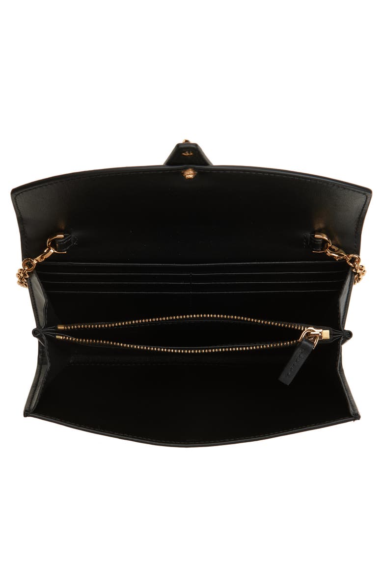 Versace V Leather Wallet on a Chain, Alternate, color, Black Versace Gold