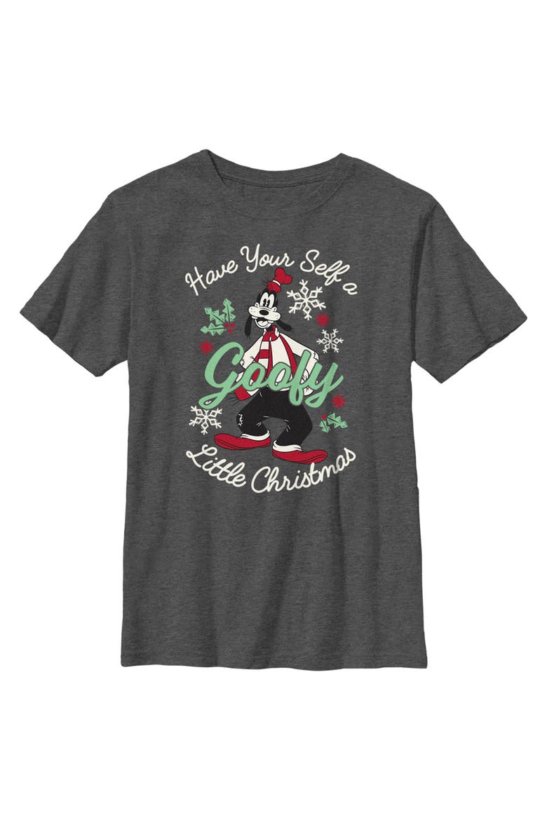 Boy's Mickey & Friends Have A Goofy Christmas  Graphic T-Shirt, Main, color, Charcoal Heather