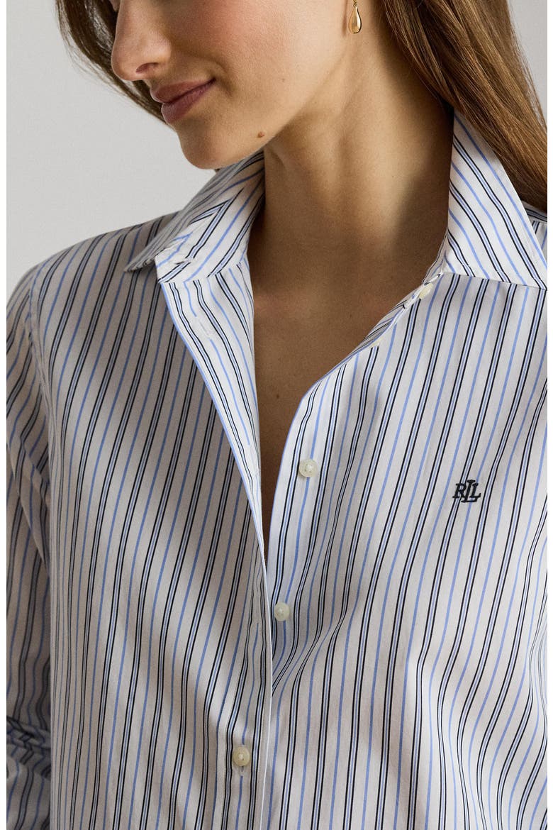 Cotton Broadcloth Button-Up Shirt, Alternate, color, BLUE/ MULTI