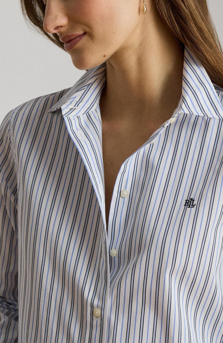 Lauren Ralph Lauren Cotton Broadcloth Button-Up Shirt, Alternate, color, Blue/ Multi