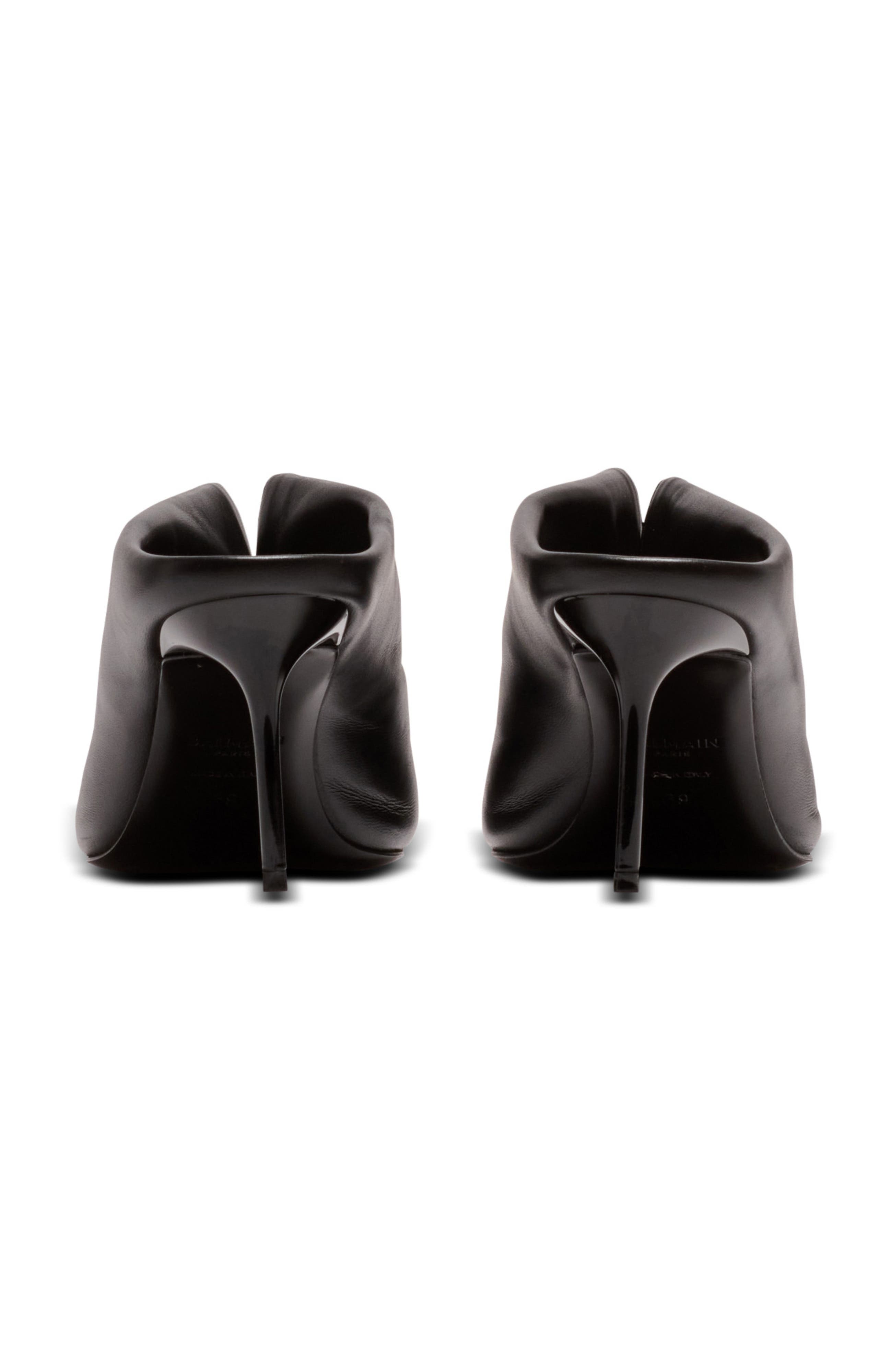 Balmain Lambskin leather mules with front piercing, Alternate, color, Black