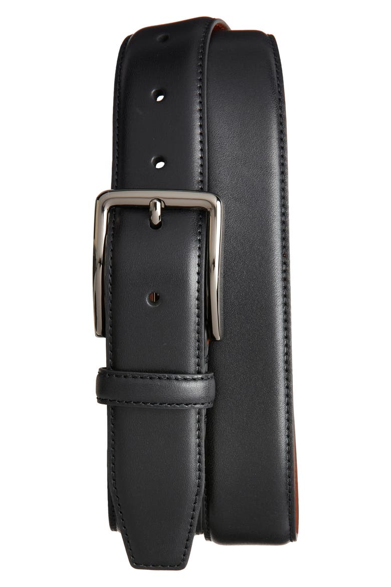 Tarek Leather Belt, Main, color, BLACK