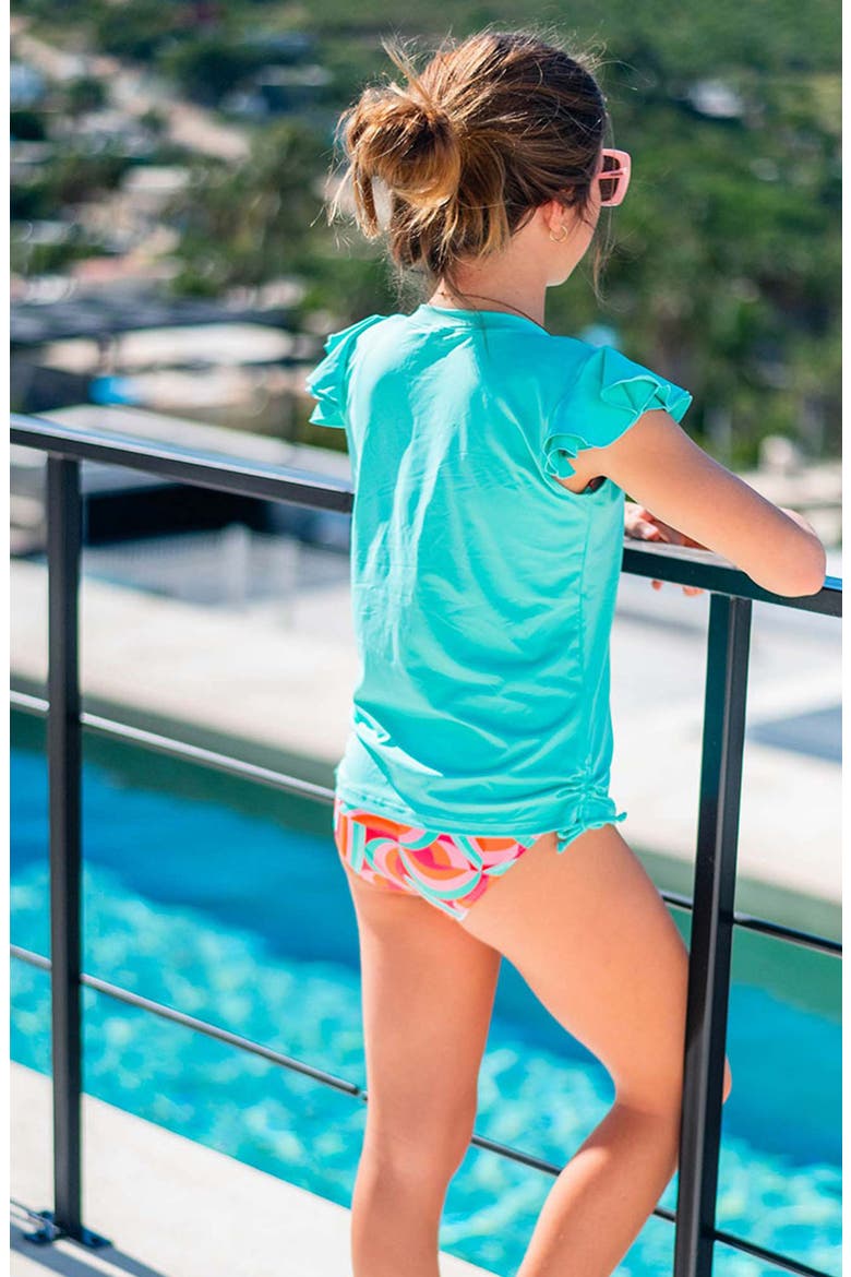 Kids' Mint Flutter Sleeve Rashguard, Alternate, color, MINT