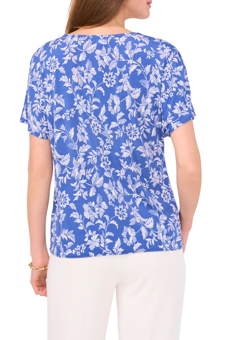 Print Tie Front Top, Alternate, color, DENIM
