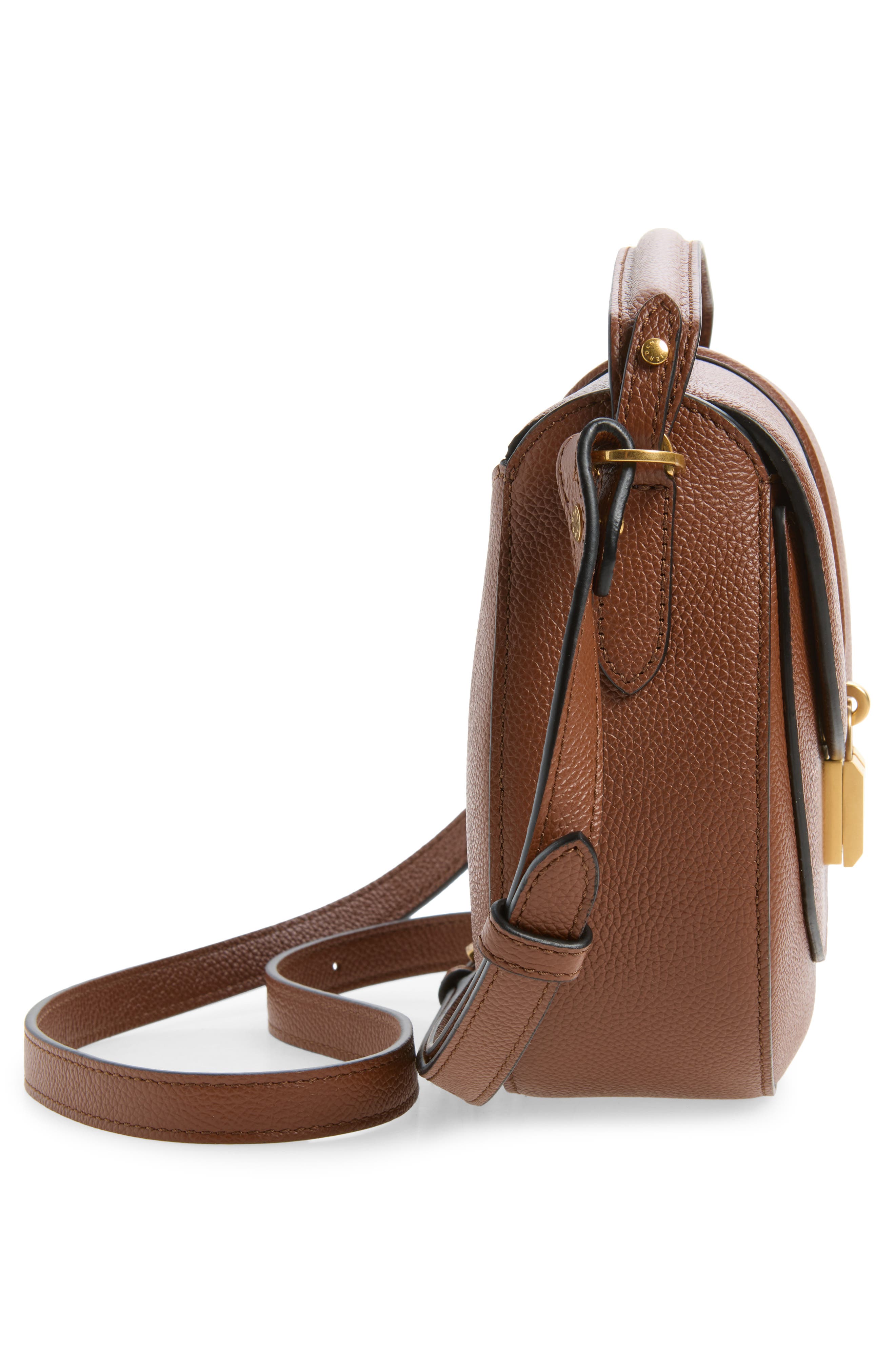 Siena Leather Saddle Bag, Alternate, color, TAN W/ BE