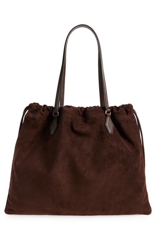 Jimmy Choo Large Drawstring Leather Tote In Brown