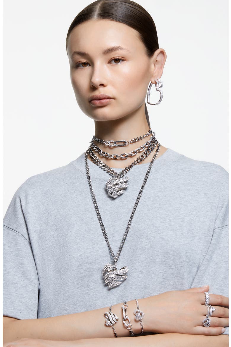 Matrix Woven Crystal Heart Ring, Alternate, color, SILVER