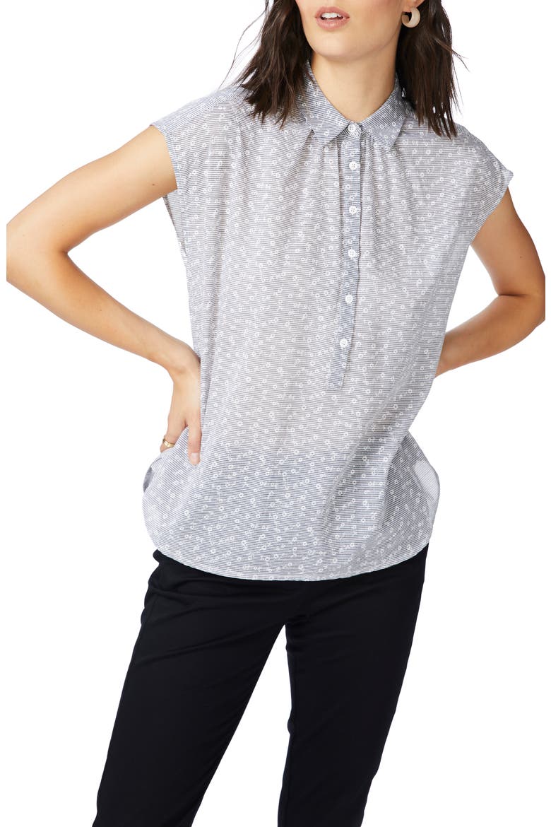 Floral Stripe Top, Main, color, RICH BLACK