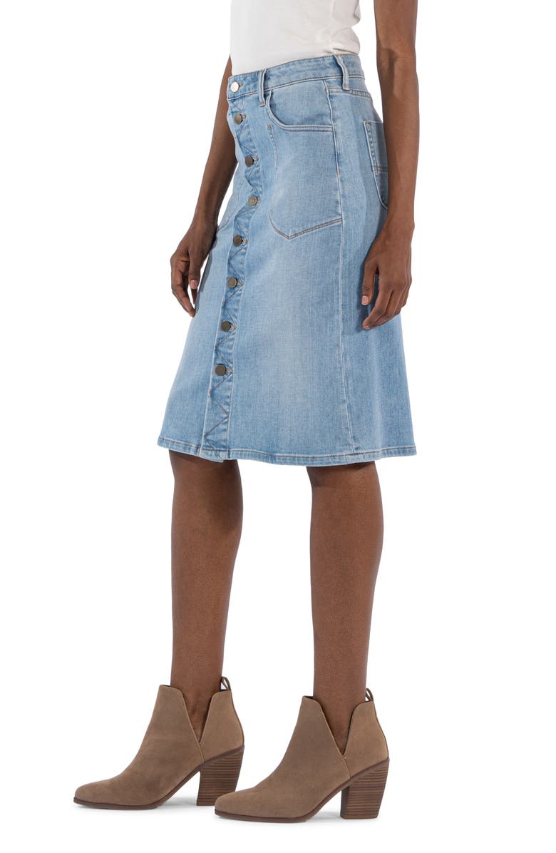 KUT from the Kloth Rose Button Front Denim Skirt, Alternate, color, 