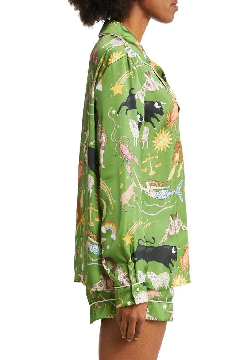 Zodiac Green Short Pajamas, Alternate, color, MOSS GREEN