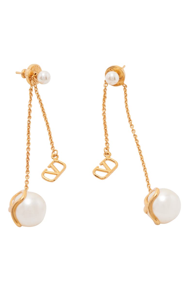 Valentino Garavani VLOGO Imitation Pearl Drop Earrings, Alternate, color, 