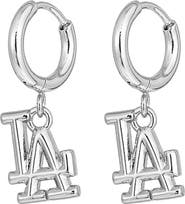 Luv AJ MLB Los Angeles Dodgers Logo Charm Huggie Hoop Earrings