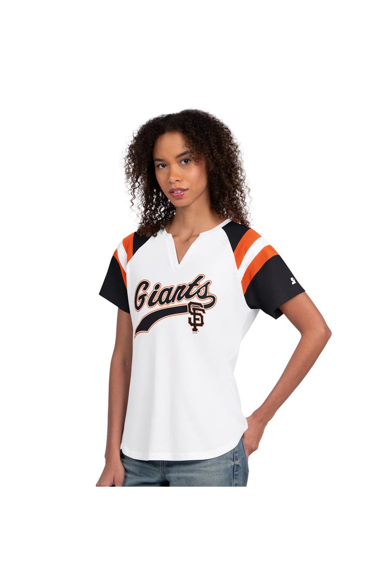 Women's Starter  White San Francisco Giants Game On Notch Neck Raglan T-Shirt, Main, color, White