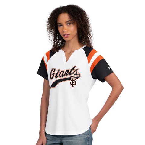 Women's Starter  White San Francisco Giants Game On Notch Neck Raglan T-Shirt