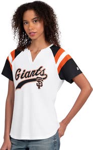 STARTER Women's Starter White San Francisco Giants Game On Notch Neck Raglan T-Shirt
