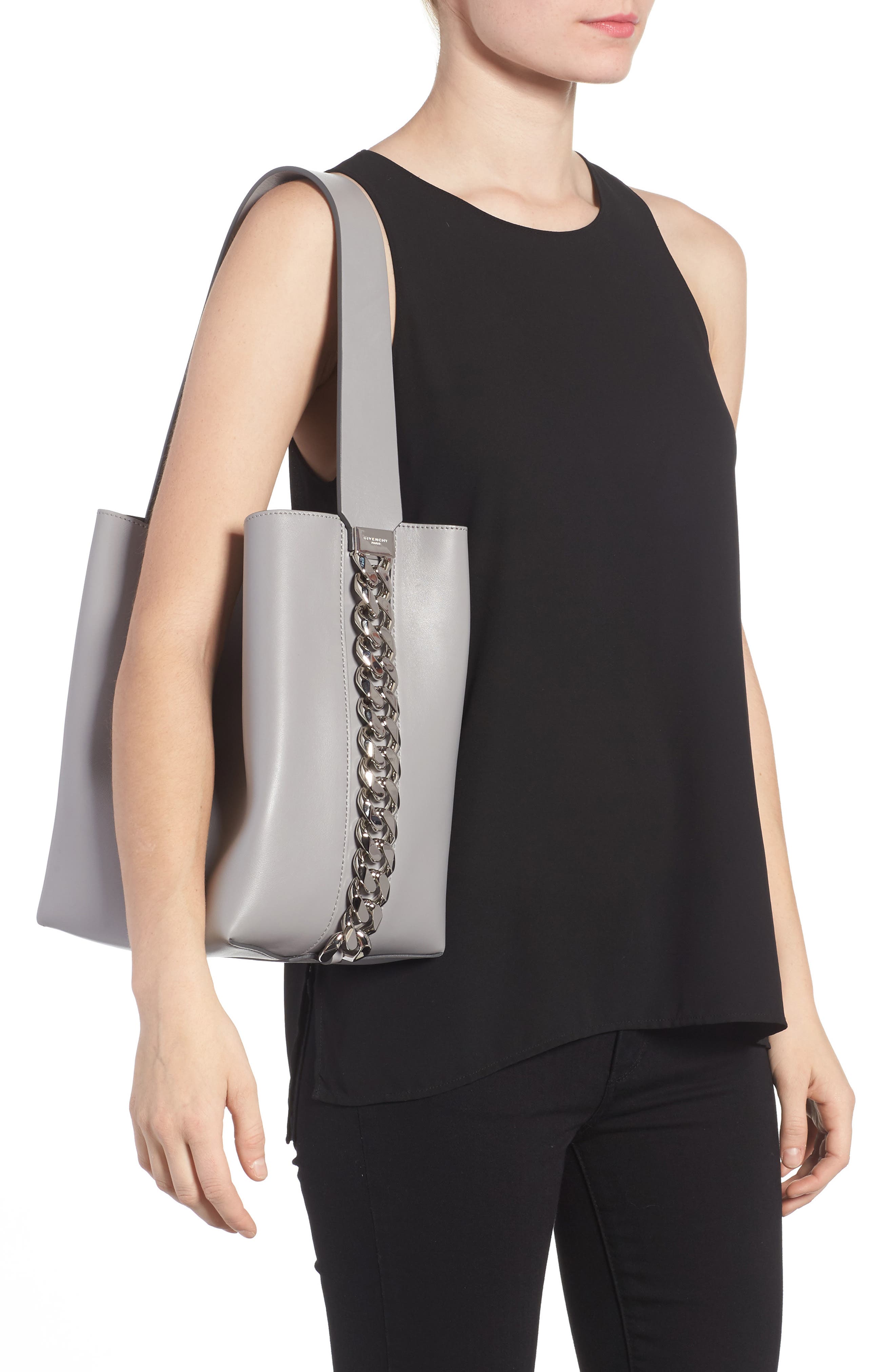 Givenchy Infinity Calfskin Leather Bucket Bag, Alternate, color, 