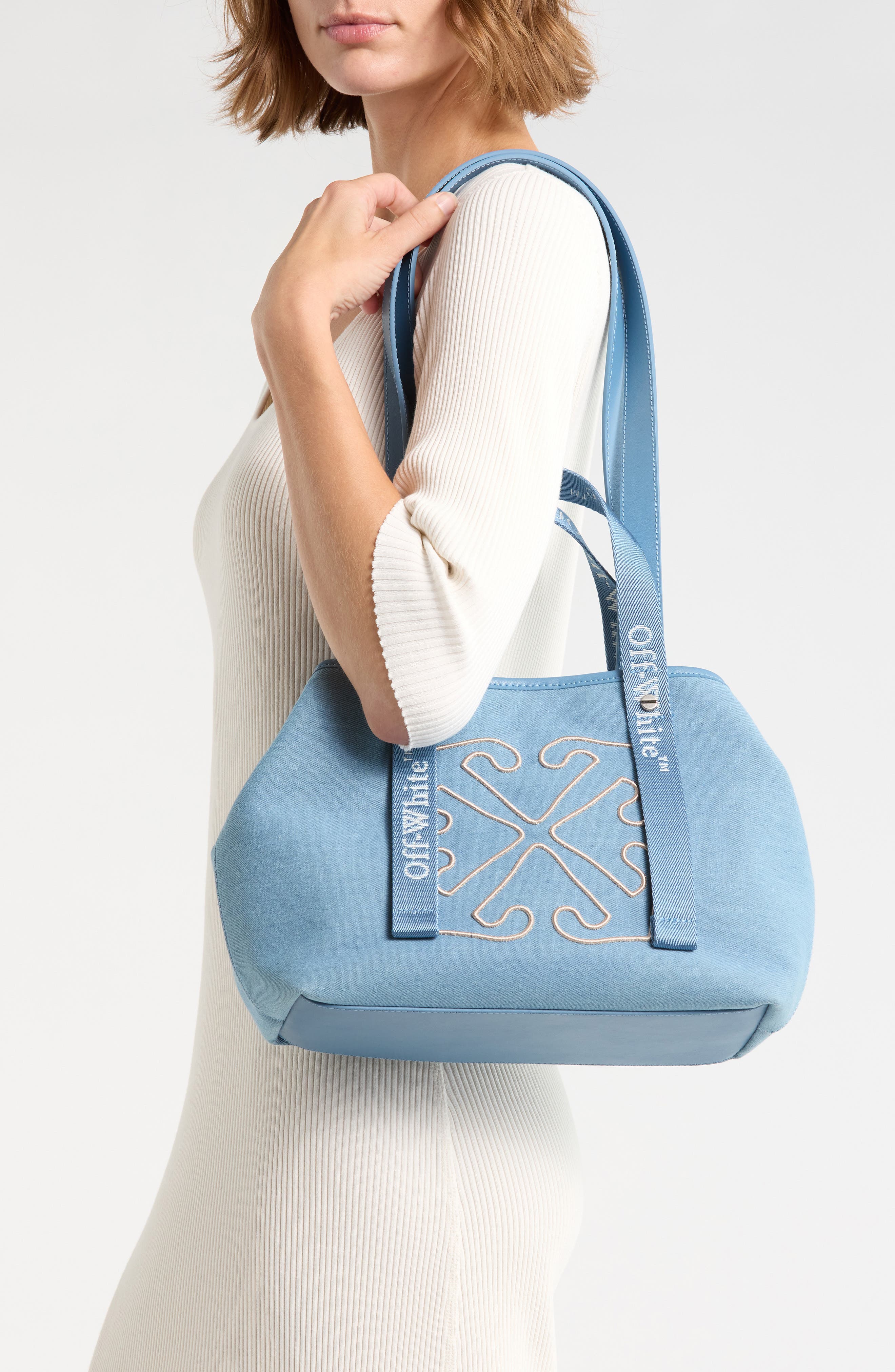 Off-White Small Classic Day Off Denim Tote, Alternate, color, 