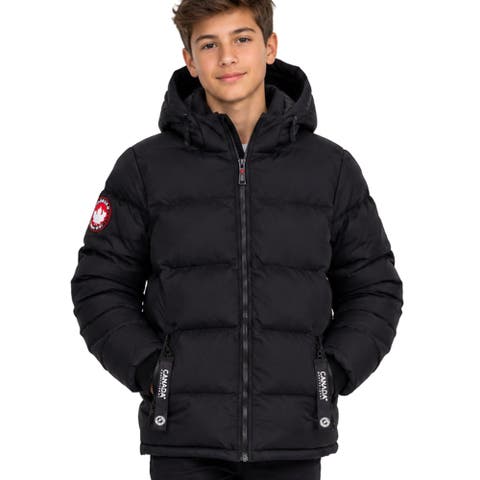 Boys' Fleece Lined Hooded Bubble Puffer Jacket