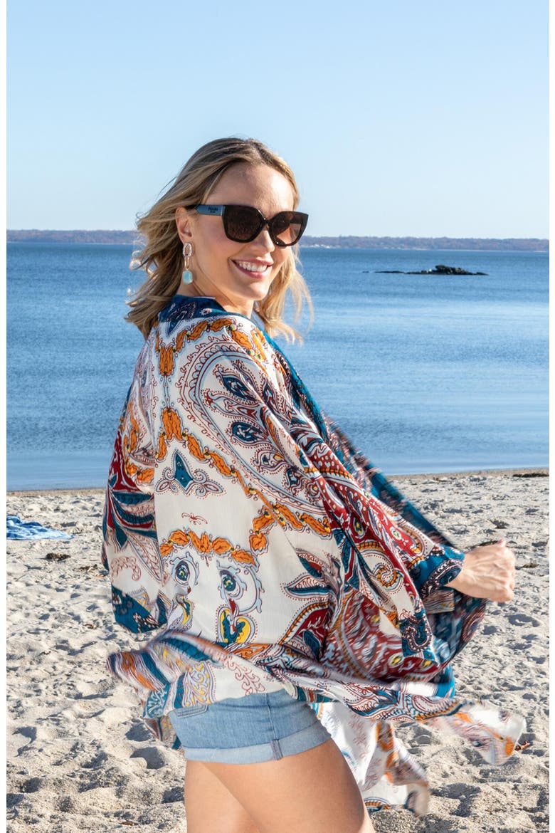 Medallion Midi Duster, Alternate, color, BLUE