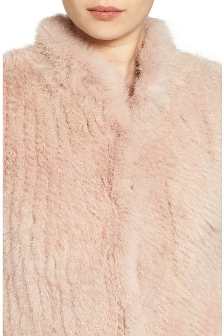 Long Genuine Rabbit Fur Vest, Alternate, color, BLUSH