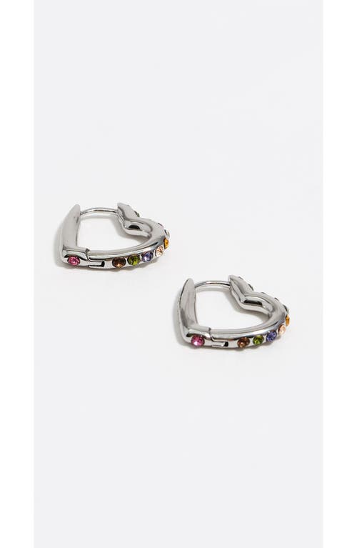 Bimba Y Lola Heart Hoop Multicolor Crystals Earrings In Metallic