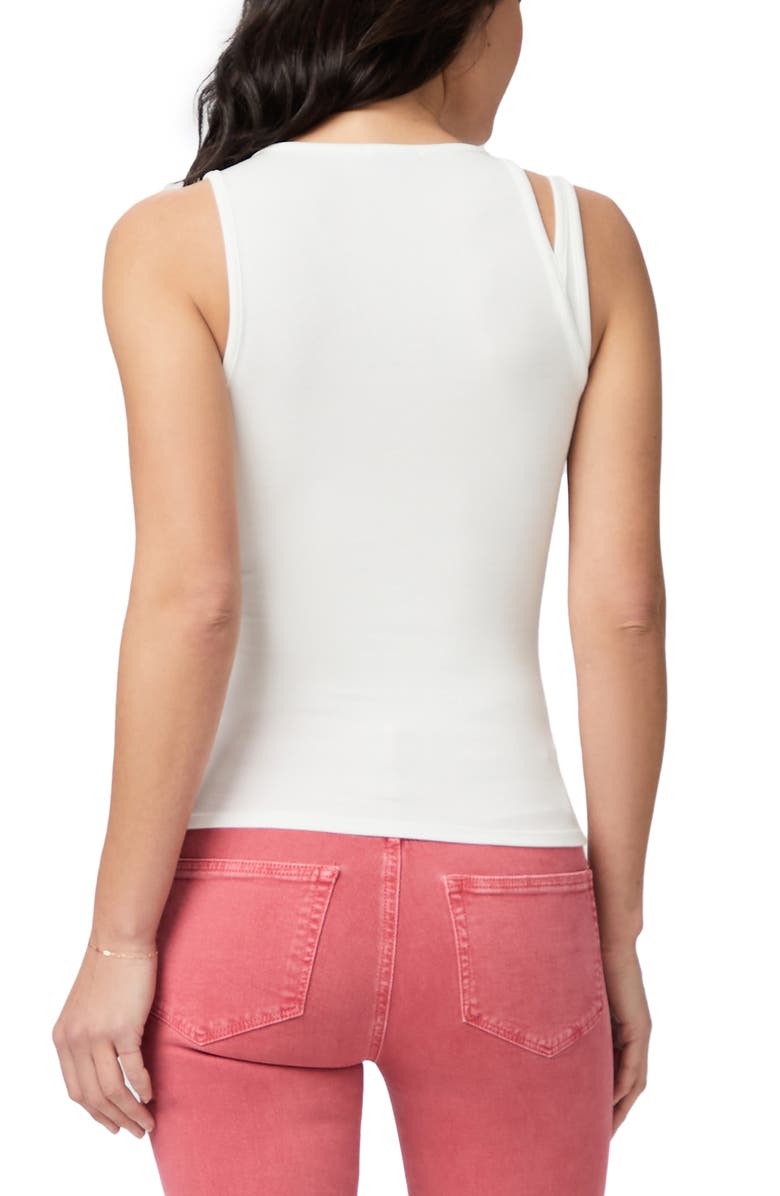 PAIGE Yuzu Cutout Rib Tank, Alternate, color, Ivory