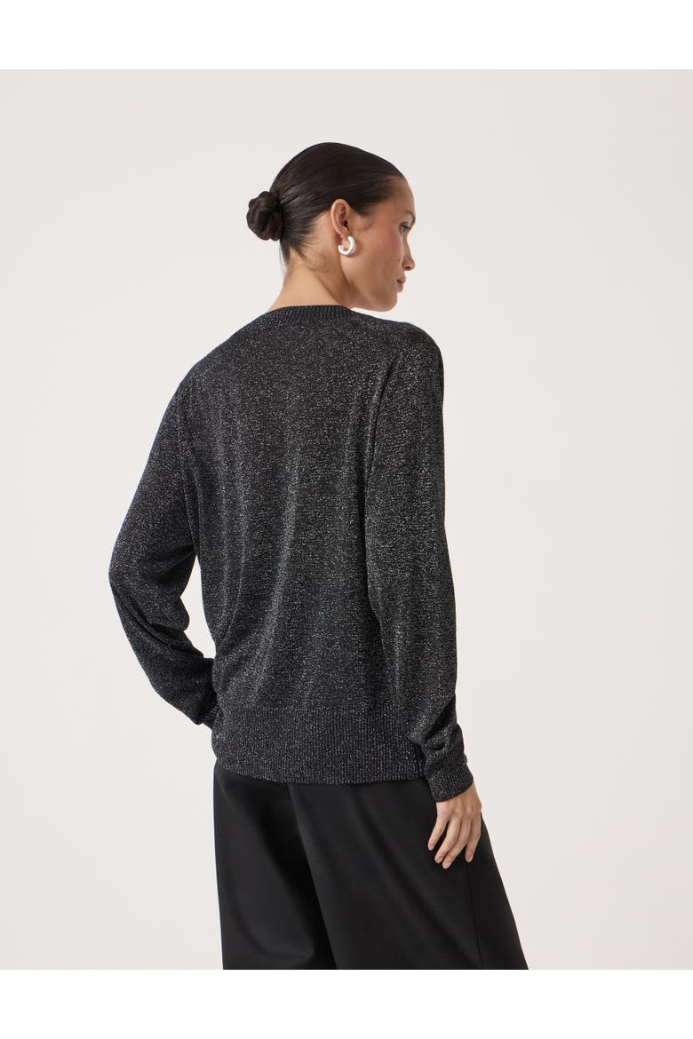 Gracey V Neck Metallic Jumper, Alternate, color, Silver Metallic