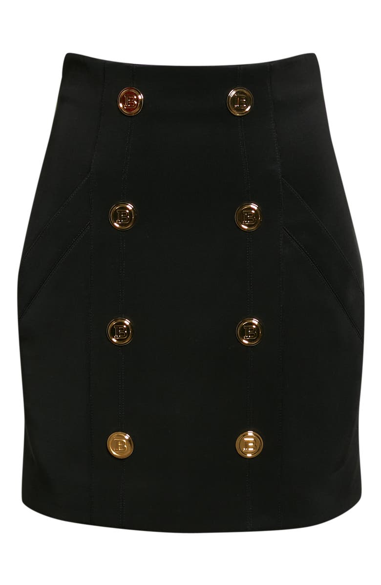 Balmain Logo Buttons Skirt, Alternate, color,