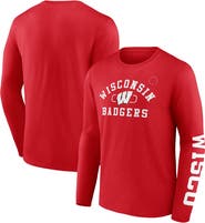 FANATICS Men's Fanatics Red Wisconsin Badgers Modern Arch 2-Hit Long Sleeve T-Shirt