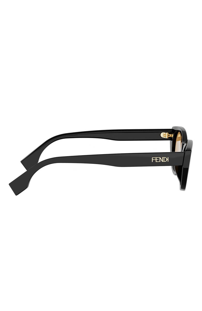 Fendi Lettering 51mm Cat Eye Sunglasses, Alternate, color, Shiny Black / Roviex