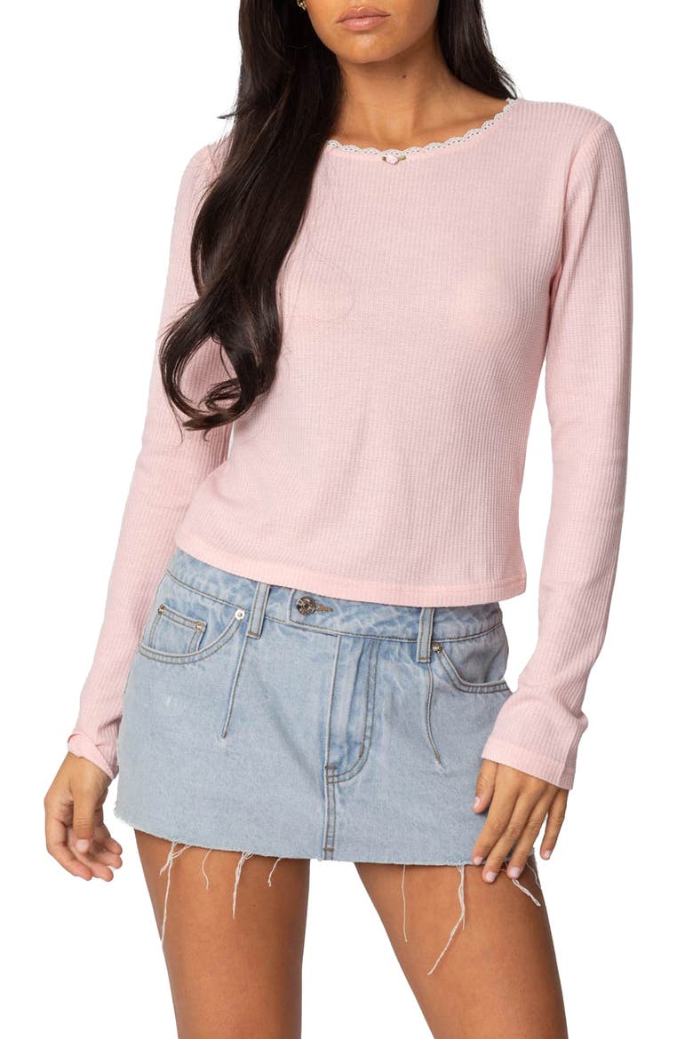 Rosemarie Waffle Knit Long Sleeve Top, Main, color, PINK
