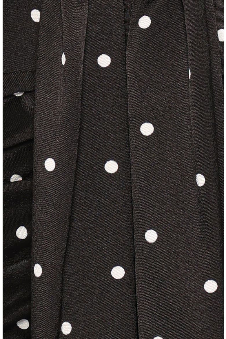 Eluna Ruched Plunge Neck Polka Dot Midi Dress, Alternate, color, BLACK/ CREAM POLKA DOT