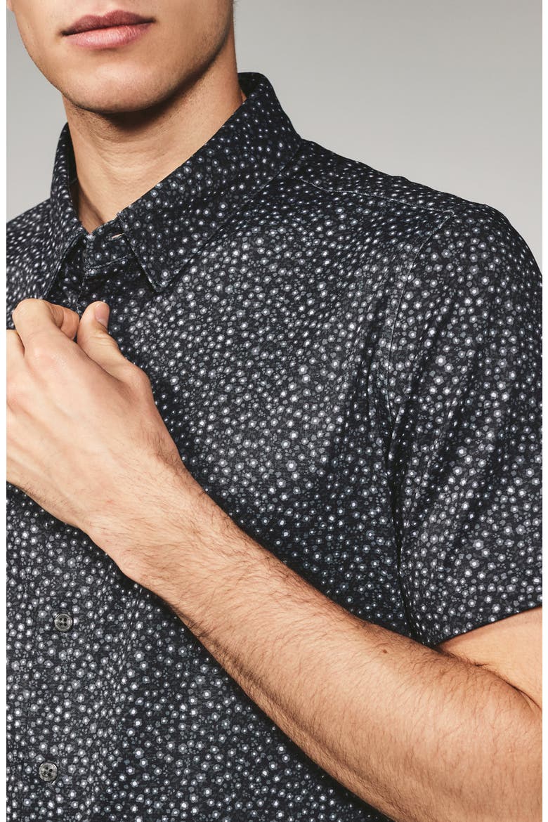Mercer Floral Short Sleeve Button-Up Shirt, Alternate, color, BLACK