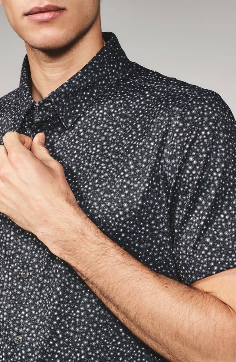 7 Diamonds Mercer Floral Short Sleeve Button-Up Shirt, Alternate, color, Black