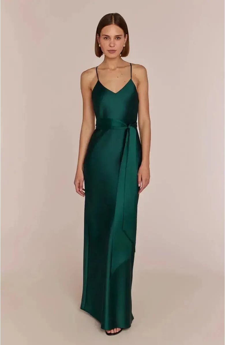 Rewritten Brooklyn Slip Dress, Alternate, color, Forest Green