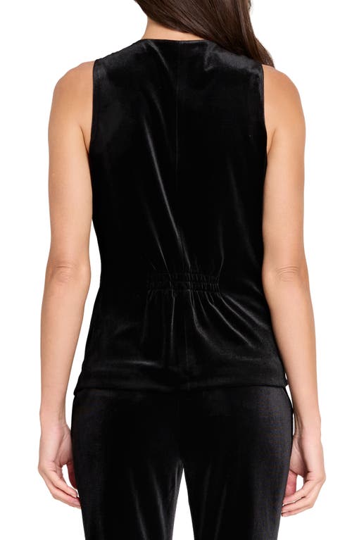 Tahari Asl Velvet Embellished Button Vest In Black