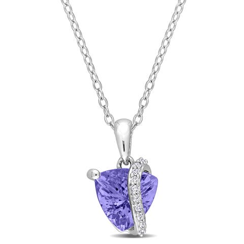 Tanzanite & Diamond Drop Wrap Pendant Necklace