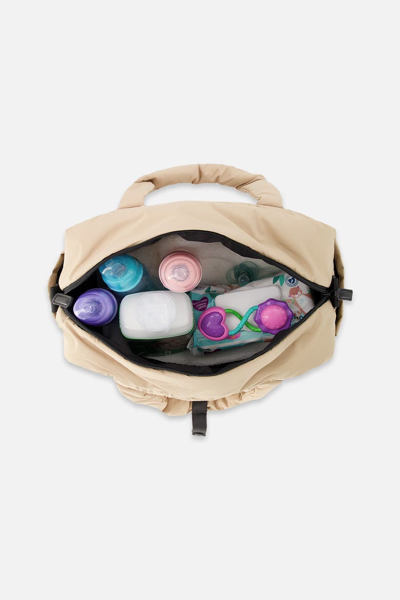 Water-Repellent 7-Compartment Diaper Bag with Changing Mat, Alternate, color, Beige