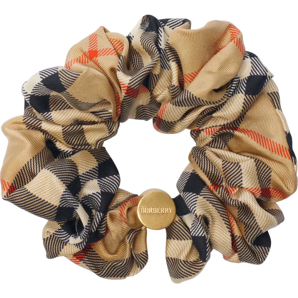 Burberry Equestrian Knight Design Check Silk Twill Scrunchie In Multi