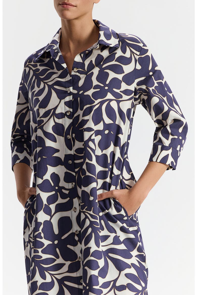 Michelle Blue Floral Button Down Dress, Alternate, color, Blue Floral