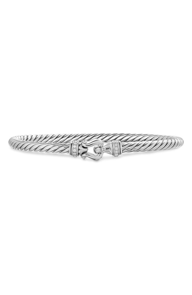 David Yurman Cable Flex Buckle Bracelet in Sterling Silver with Diamonds, Main, color, Diamond