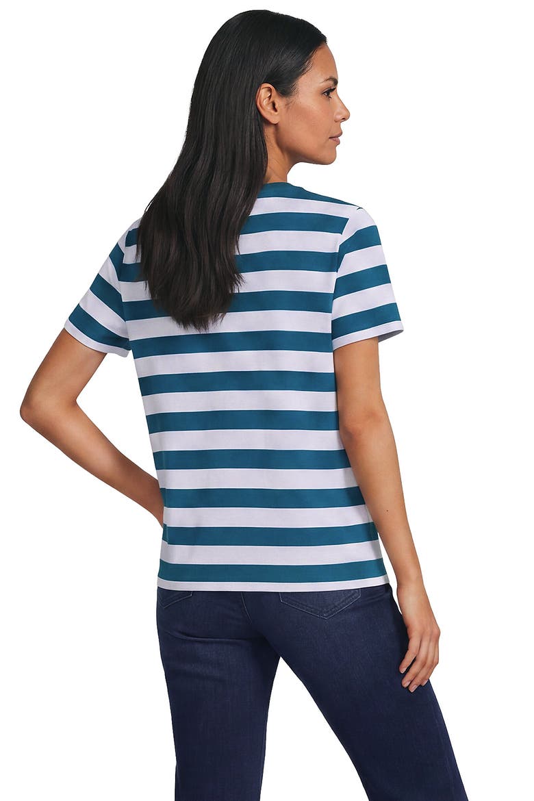 Supima Cotton Crew Neck T-Shirt, Alternate, color, Baltic Teal/Blue Bold Stripe